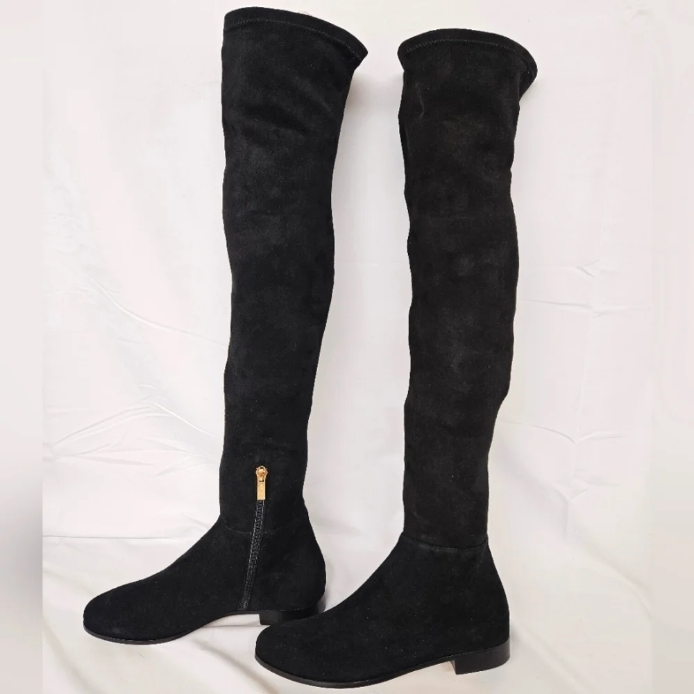 Jimmy Choo London Myren Over The Knee Boots In Black Stretch Suede Sz 6.5 / 36.5